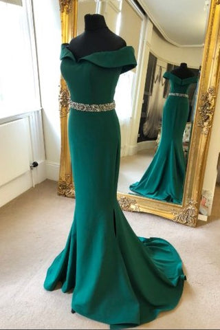 emerald green cocktail dress with wide belt Elegant A-Line Chiffon Midi Wedding Guest Dress main image 1