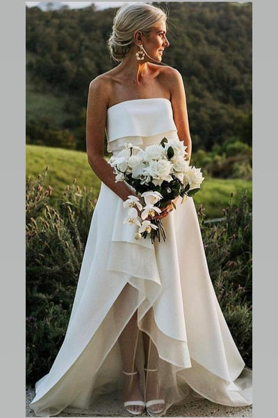 fold-strapless-hi-lo-wedding-dress-for-summer