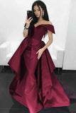 folded-off-the-shoulder-burgundy-prom-dress-with-overskirt