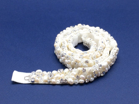 Made To Measure Pearls Crystals Wedding Belt with Clasp