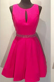 fuchsia-satin-a-line-short-homecoming-dresses-with-hollow-back
