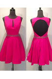 fuchsia-satin-a-line-short-homecoming-dresses-with-hollow-back