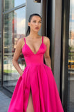 fuchsia-satin-long-prom-dresses-with-wide-waistband-1
