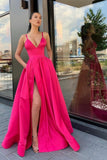 fuchsia-satin-long-prom-dresses-with-wide-waistband
