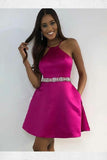 fuchsia-satin-short-homecoming-dress-with-rhinestones-belt