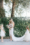 Full Lace Boho Wedding Gown with Cut Front