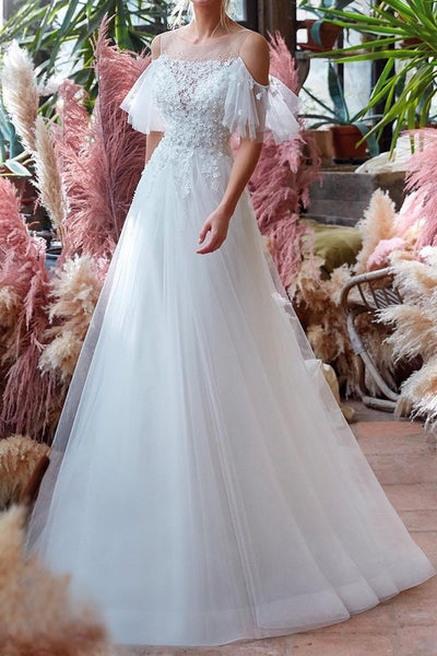 glamorous-beads-flowers-wedding-dress-with-off-sleeves