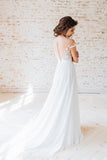 Glamorous Chiffon&Lace Boho Wedding Gown with Sheer Sleeves