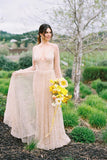 glittering-sequins-beads-outdoor-wedding-dress-long-sleeves