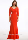 gold-beaded-v-neck-orange-red-groom-mother-dress-with-sleeves