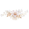 Gold Leaf Hairpiece Crystals Wedding Hair Comb