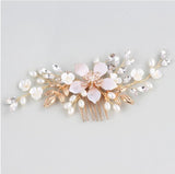 Gold Leaf Hairpiece Crystals Wedding Hair Comb