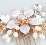 Gold Leaf Hairpiece Crystals Wedding Hair Comb