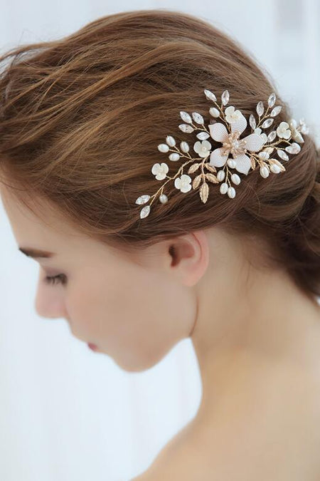 Bridal Headdress Korean Pearls Crystals Hairpin Clip Wedding Jewelry