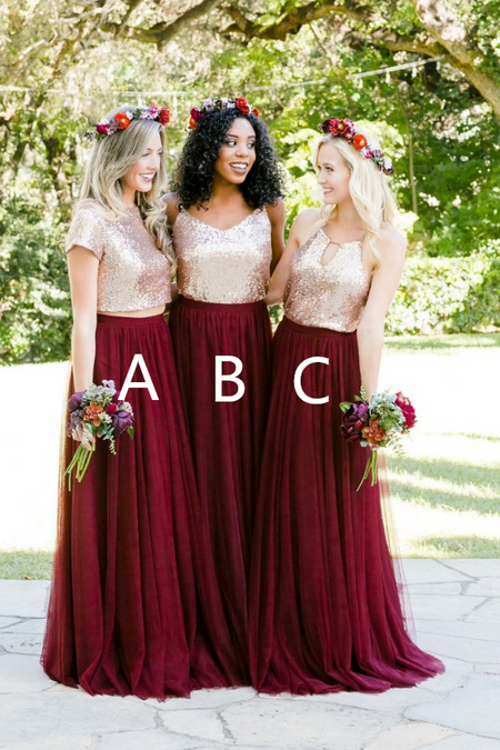 Tulle Blush Pink Bridesmaid Dresses Off-the-shoulder