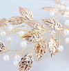 Gold Wedding Hair Clip Accessories Leaf and Pearls Bridal Headpiece