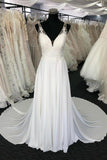 gorgeous-lace&chiffon-beach-wedding-dresses-with-plunging-neckline