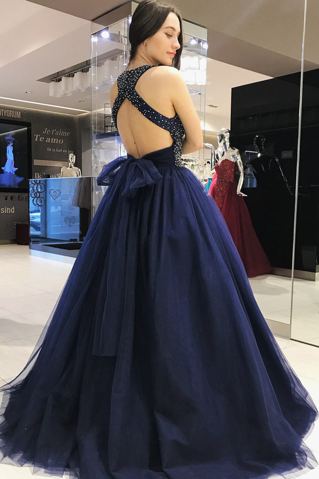 grecian-neck-beaded-navy-prom-dresses-tulle-ball-gown-with-hollow-back-1