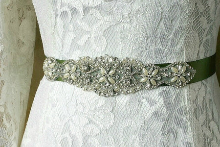 Freshwater Pearl Crystal and Stones Bridal Belt Wedding Accessories