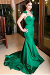 green-satin-mermaid-evening-prom-dress-with-bow-spaghetti-straps