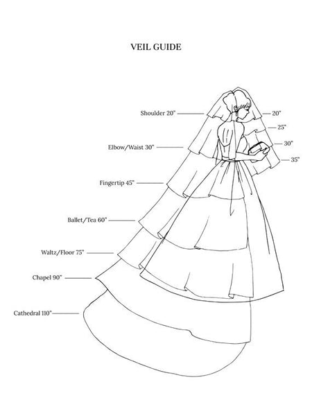 Single Tulle Long Bridal Veil with Lace Appliques Details