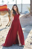 halter-neckline-chiffon-prom-party-dresses-with-slit-cut