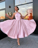 halter-pink-short-prom-dress-with-bow-ribbon-back-2