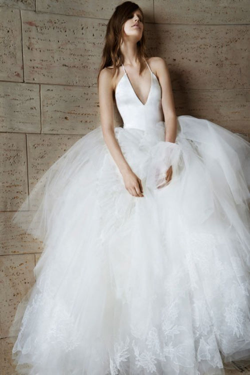 halter-straps-sexy-wedding-dress-with-puffy-tulle-skirt