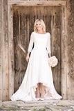 high-low-casual-wedding-dresses-with-34-sleeves