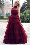 high-neck-burgundy-tulle-evening-gown-with-tiered-skirt