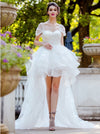 horsehair-trim-hi-lo-wedding-dresses-with-tulle-wrapped-sleeves