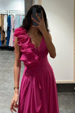    hot-pink-chiffon-prom-dresses-with-flounced-neckline-2