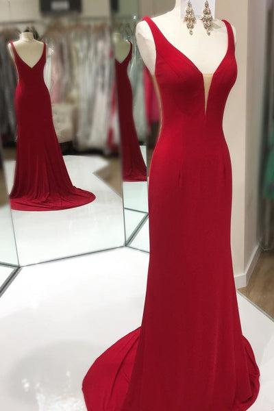 hugging-bodice-long-red-prom-dresses-with-plunging-v-neckline