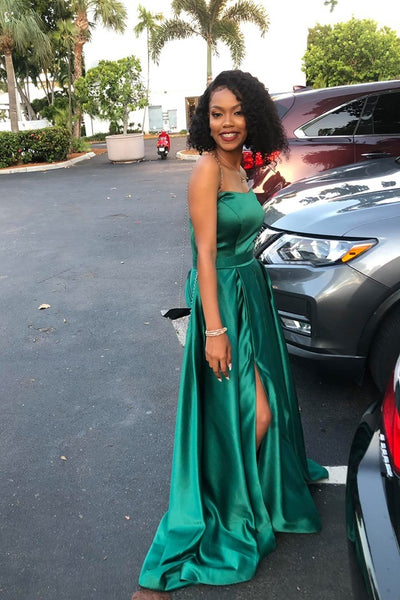 hunter-green-satin-prom-gown-strapless-maxi-long-dress-with-side-slit-1