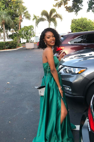 hunter-green-satin-prom-gown-strapless-maxi-long-dress-with-side-slit-2