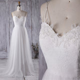 Straps White Boho Wedding Dress with Lace&Tulle Skirt