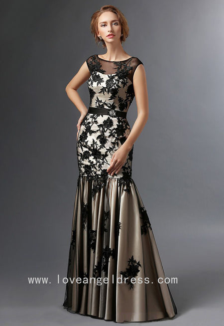 Floor Length Chiffon Gray Mother's  Formal Dress with Lace Sleeves