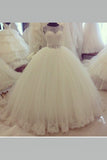 illusion-lace-ball-gown-wedding-dress-ivory-tulle-skirt