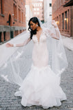 illusion-lace-bateau-neck-ruffles-mermaid-wedding-dresses-long-sleeves