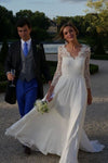illusion-lace-boho-bride-summer-wedding-dresses-with-chiffon-skirt