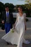 illusion-lace-boho-bride-summer-wedding-dresses-with-chiffon-skirt