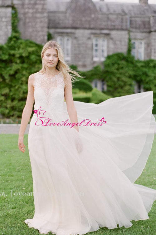 illusion-lace-sleeveless-chiffon-boho-wedding-dresses