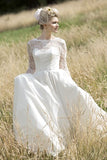 illusion-lace-sleeves-outdoor-wedding-gown-chiffon-skirt