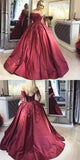 illusion-long-sleeve-burgundy-evening-ball-gown-beaded-skirt-2