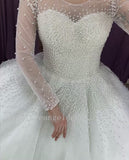 illusion-long-sleeves-pearls-wedding-dress-ball-gown-2020-1