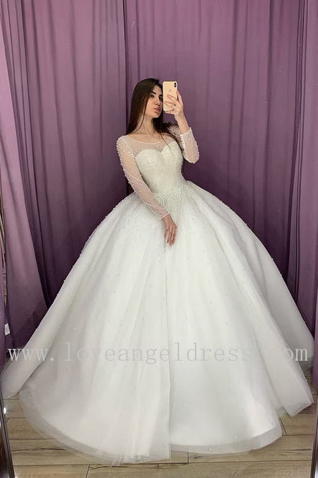 Princess Floral Lace Ball Gown Wedding Dress Off-the-shoulder
