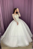 illusion-long-sleeves-pearls-wedding-dress-ball-gown-2020