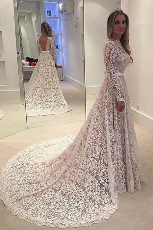 illusion-neckline-full-lace-wedding-dresses-long-sleeves