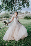 illusion-neckline-lace-bride-dress-with-tulle-skirt