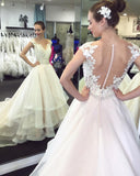 illusion-neckline-lace-cap-sleeves-bridal-dresses-with-tiered-skirt-1